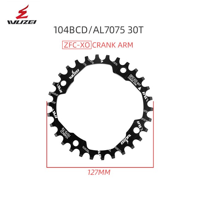 WUZEI Fahrrad Kettenblatt 30T 32T 34T 36T 38T 40T 42T 44T 46T 48T 50T 52T Kette Rad 104BCD Rabatt MTB Single Geschwindigkeit: 30T