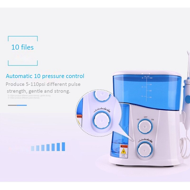 Nicefeel Water Flosser Oral Irrigator Teeth Cleaner 1000ML Big Water Tank with 7 Multifunctional Tips EU Plug