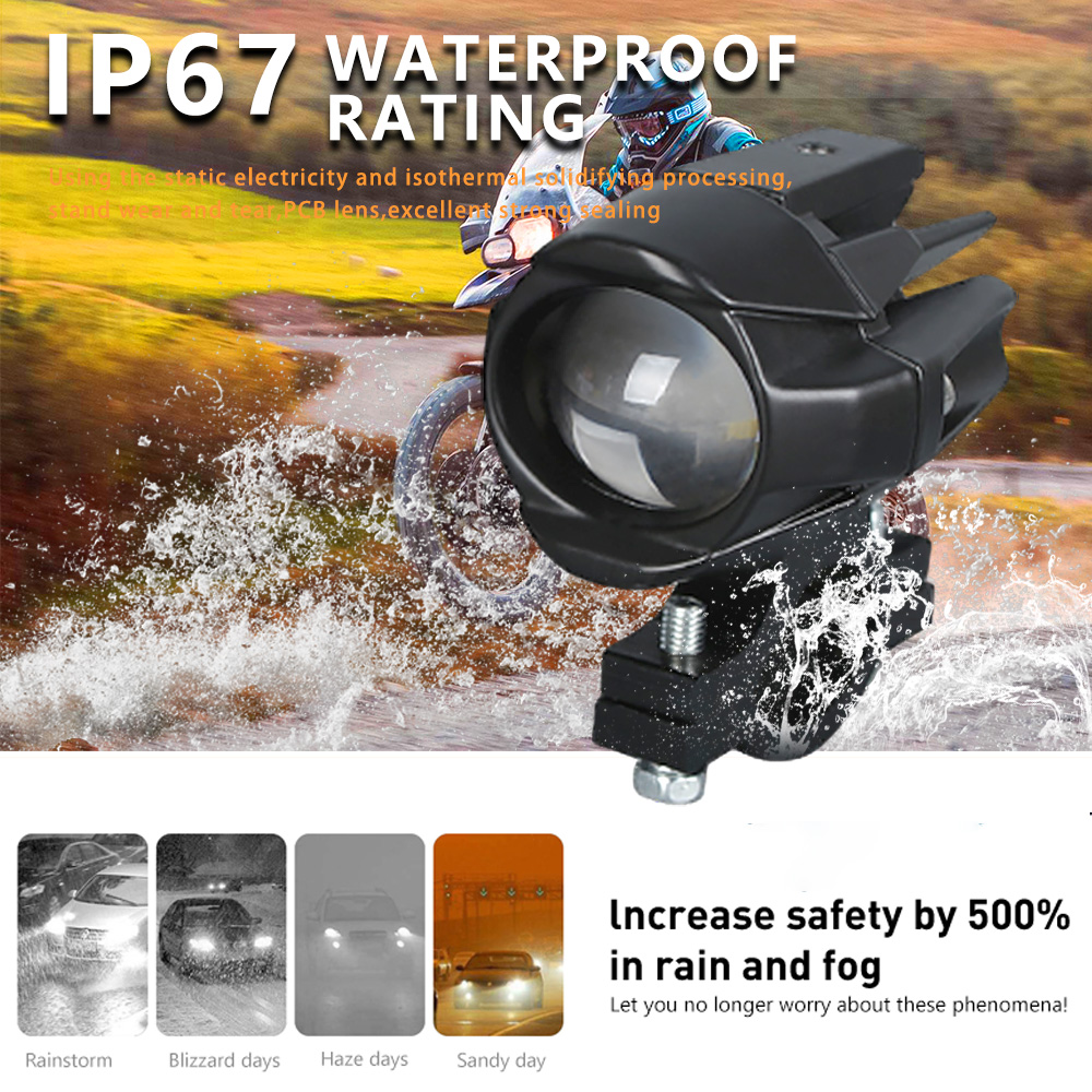 Moottoripyörän lisä-led-ajovalot, led-valot, 12-80v kaksiväristä valkoista/meripihkanväristä yleismallista lisäkaukovaloa, sumuvalot