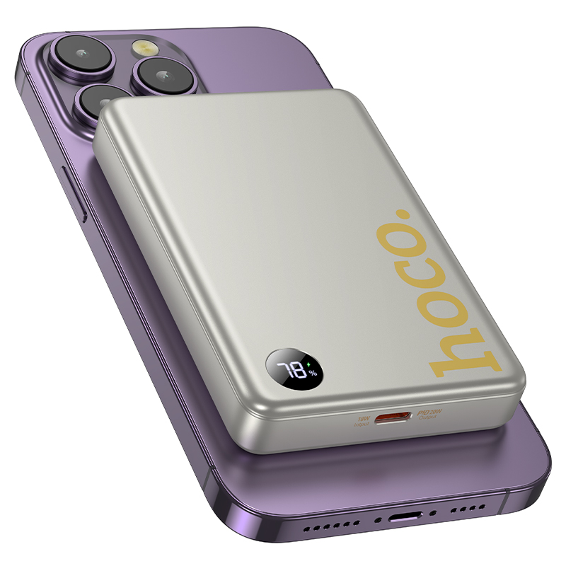 HOCO 10000Mah PD20W Magnetic Wireless Charging Power Bank For iPhone 16/15 Pro Max USB C PD Emergency Battery with LED Display