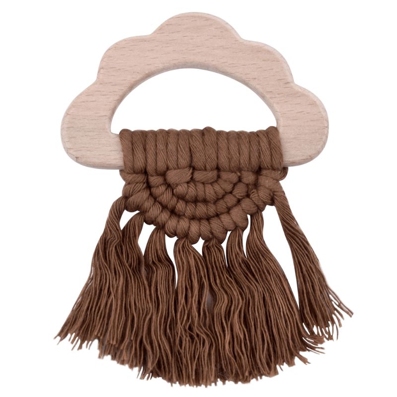 Vintage Baby Cloud Vorm Houten Bijtring Eco-vriendelijke Organische Houten Rammelaar Ring Chewable Baby Tandjes Speelgoed L9CD: coffee