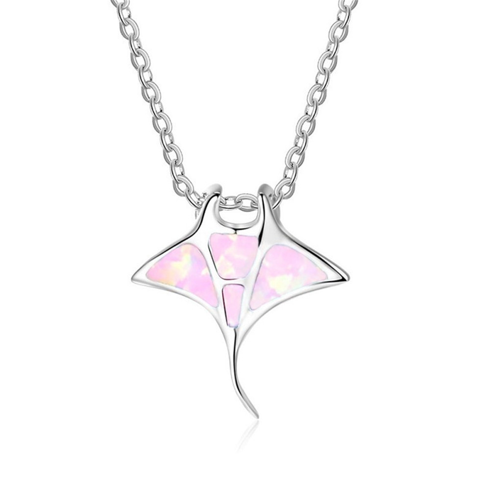 Böhmen süße Quallen-Anhänger-Halskette für Frauen, Inlay, blauer Opal-Imitationen-Halskette, Hochzeitsschmuck, Weihnachtsgeschenke für Sie: Rosa