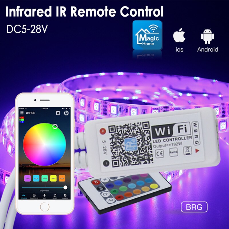 Luz RGB con controlador Led, 24 teclas, infrarrojos, Control remoto, Alexa, música, Wifi, controlador de luz, Wifi