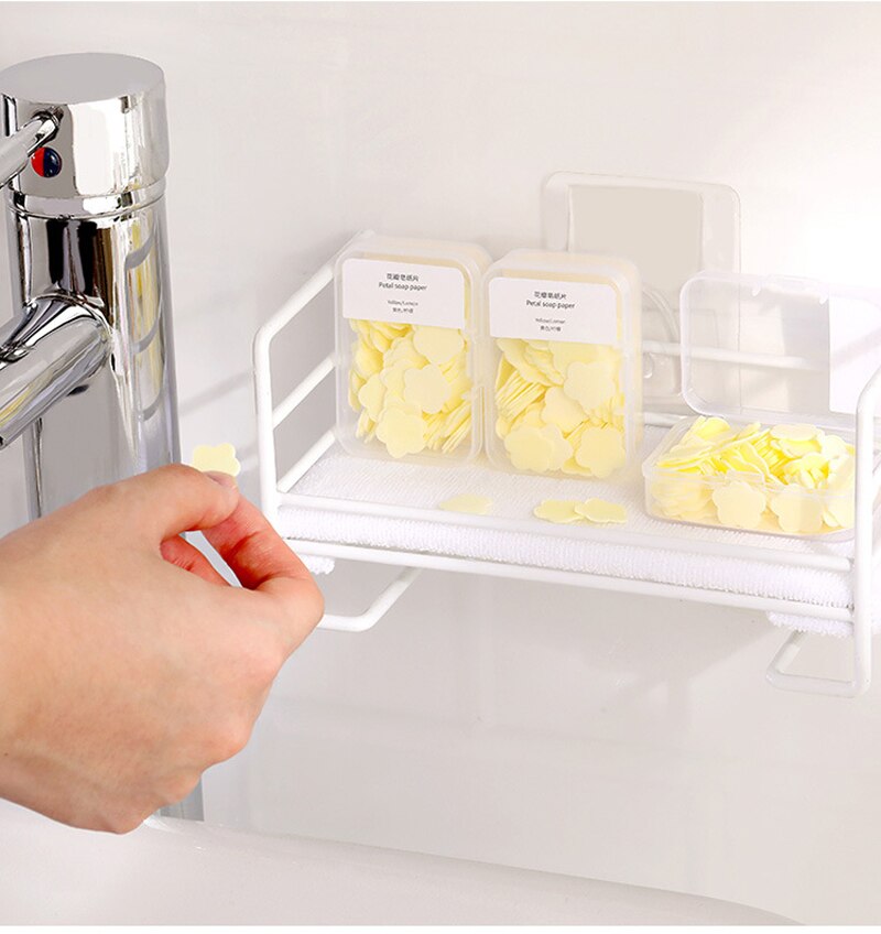 100Stck/Kasten Einweg Nette Mini Blume bilden Papier Seife mit Kasten Hand-waschen Seife Papier Flocken Tragbare händewaschen Seife