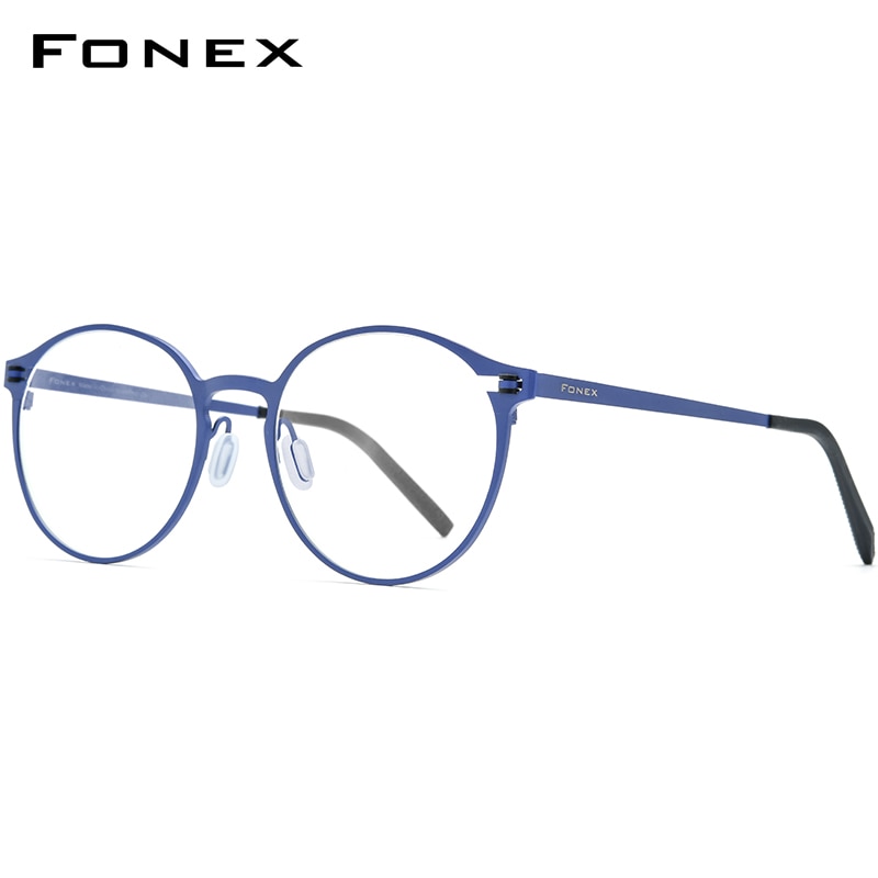FONEX Pure Titanium Glasses Frame Women Retro Round Prescription Eyeglasses Men Antiskid Optical Screwless Eyewear 8530