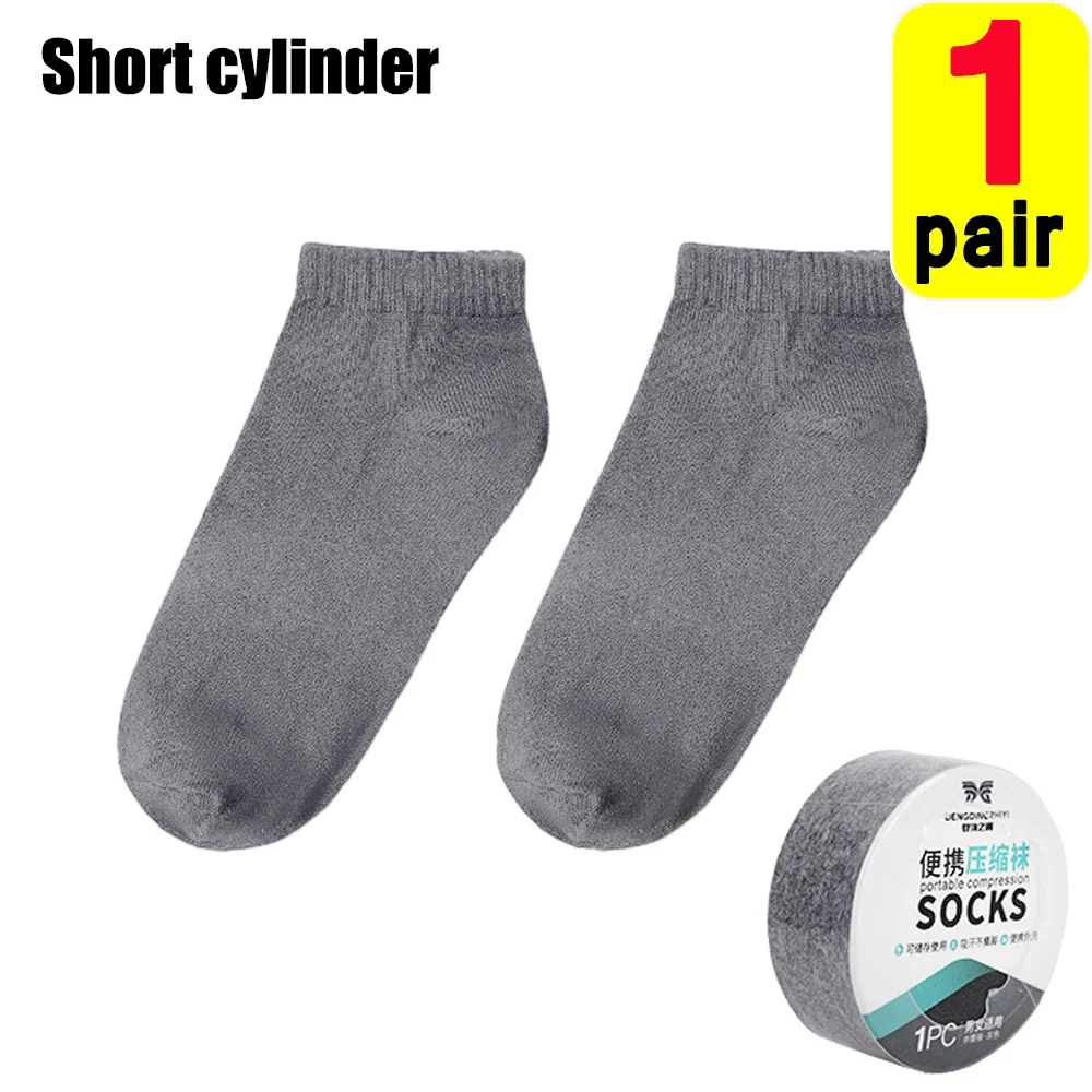 Calcetines de viaje desechables para hombres y mujeres, calcetines de compresión lavables, calcetines de algodón de compresión portátiles una sola vez para viajes de negocios: Gris oscuro