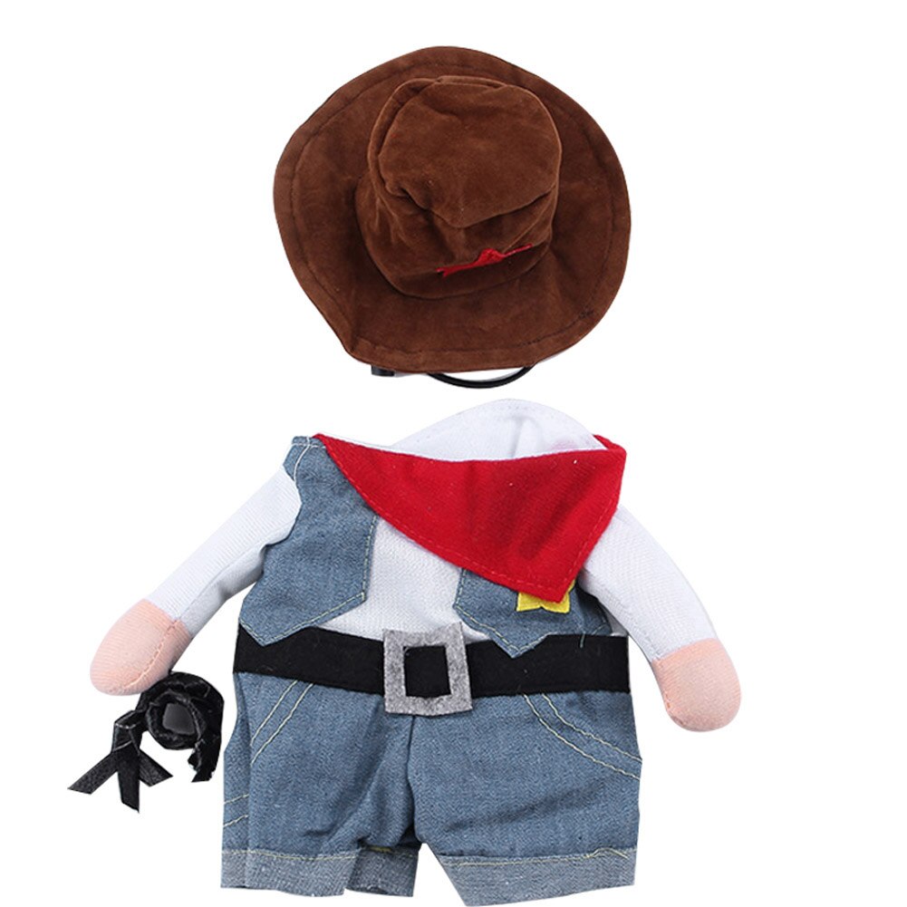Nueva ropa para mascotas, disfraz divertido de vaquero para perros y gatos con sombrero, abrigo vaquero para cachorros, vestido de TE889