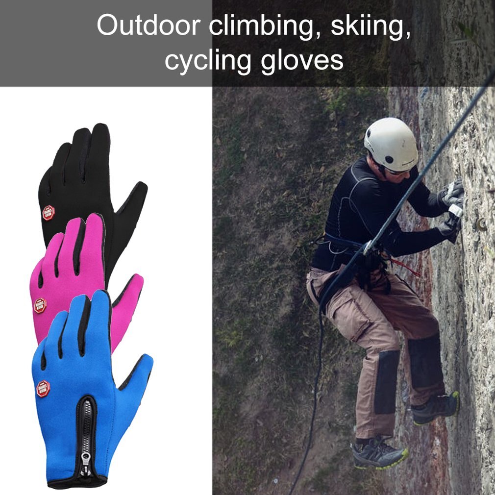 Fiets handschoenen heren en dames fleece winddicht warme touchscreen handschoenen outdoor bergbeklimmen ski rijden rits handschoenen