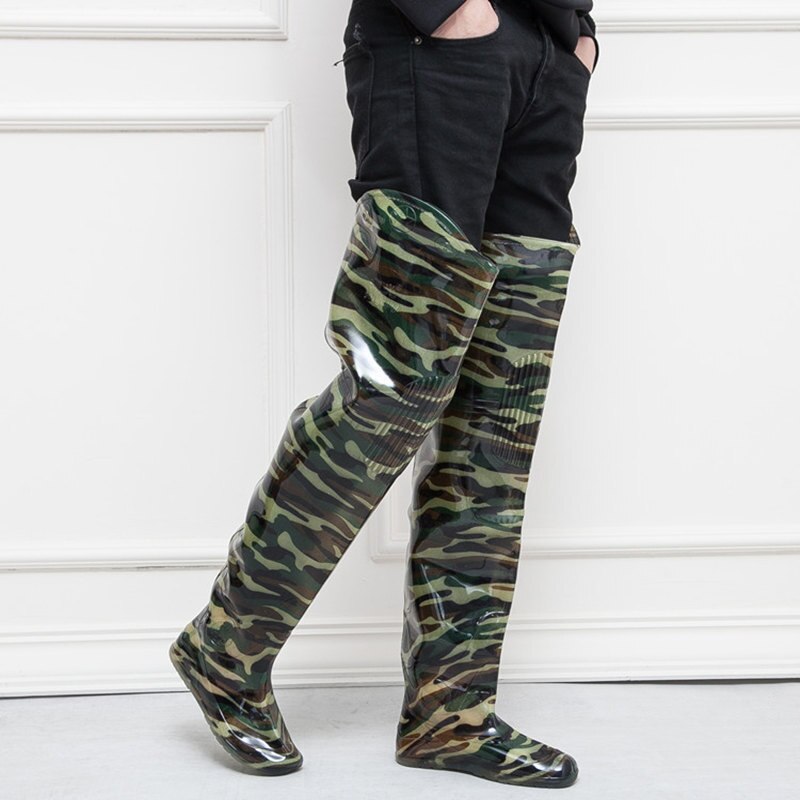 Saut en hauteur 80cm Camouflage bottes de pêche 0.55mm PVC intégré sans couture combinaison bottes de pêche respirant bottes de pêche