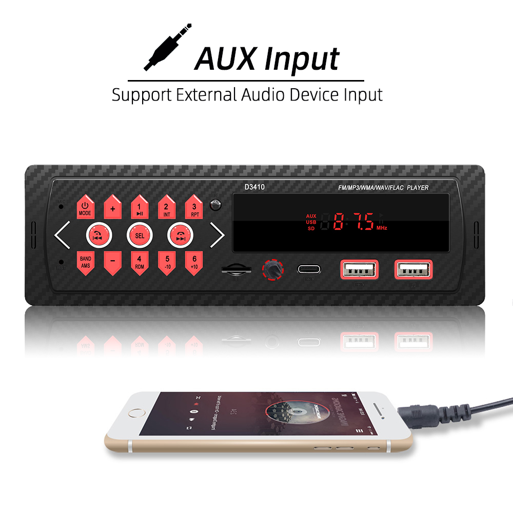 HIPPBQCC 1 Din Radio de coche reproductor MP3 Digital Bluetooth reproductor estéreo de coche Radio FM Audio estéreo música con Control de volante