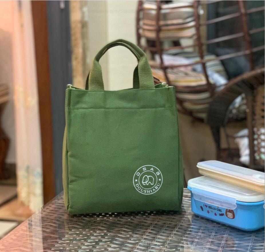 Effen Lunch Tas Voor Vrouwen Koeltas Thermische Ontbijt Eten Doos Draagbare Picknick Reizen Opslag Icepack Thermische Geïsoleerde Tas: Green