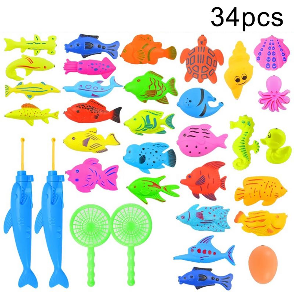 Magnetic Fishing Game Fish Model Kit Pretend Play Children Early Learning Toy 3D Fish Baby Bath Toys outdoor toy