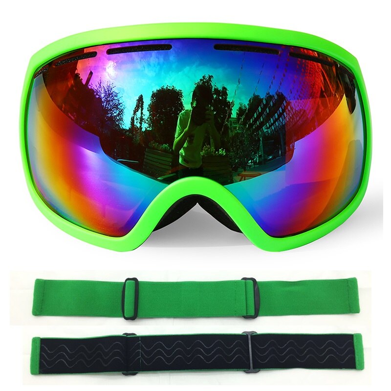 2018 Sferica Specchi Occhiali Da Sci Snowboard Occhiali 100% UV400 Anti-fog Occhiali Da Sci Degli Uomini di Cross-country Sci Sn: Green-Colour lens