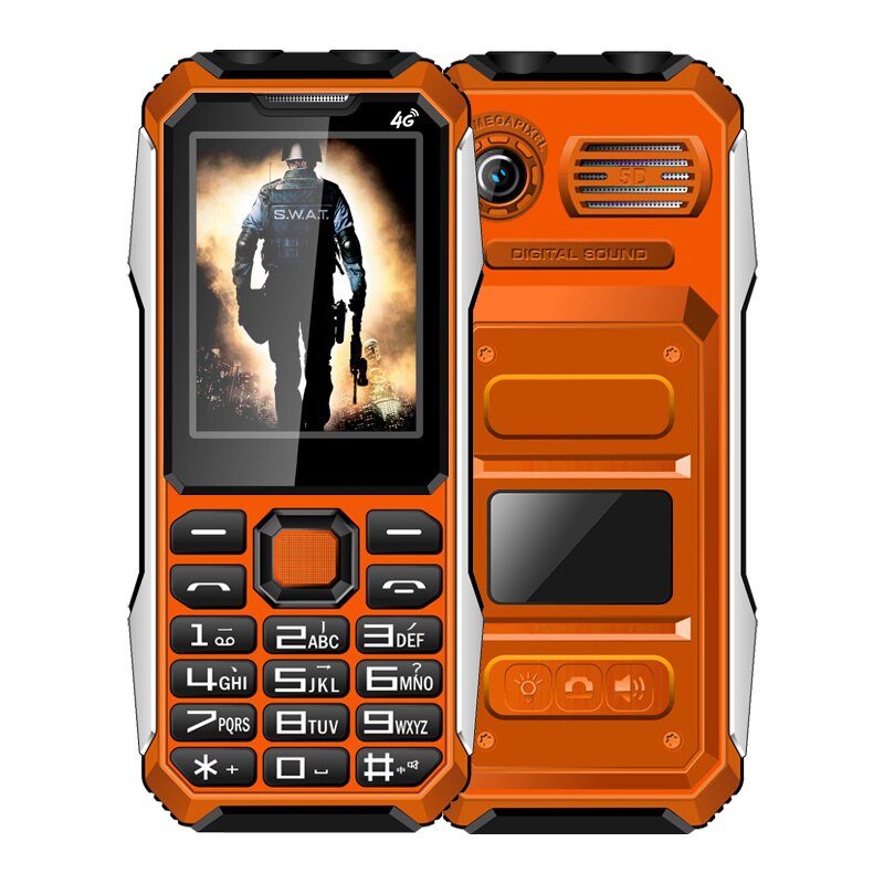 2.4&quot; Dual Sim Shockproof Cellphones SOS MP3 video player camera recorder alarm GSM featured mobile phones Russian Keyboard: add 8GB TF card / Orange