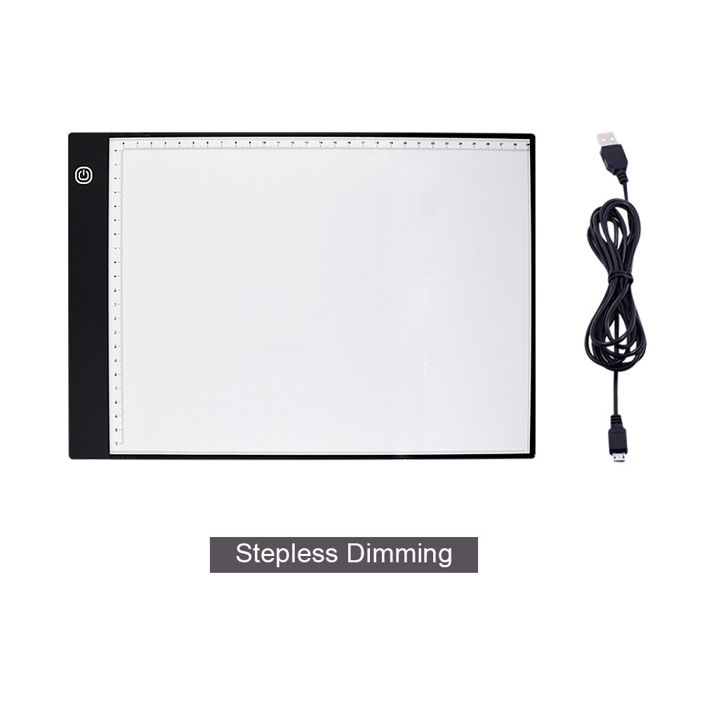 CHIPAL Scale A4 LED Drawing Tablet Digital Graphics Tablets Electronics USB Dimming Light Box Graphic Art Writing Copy Board: Black Scale Stepless