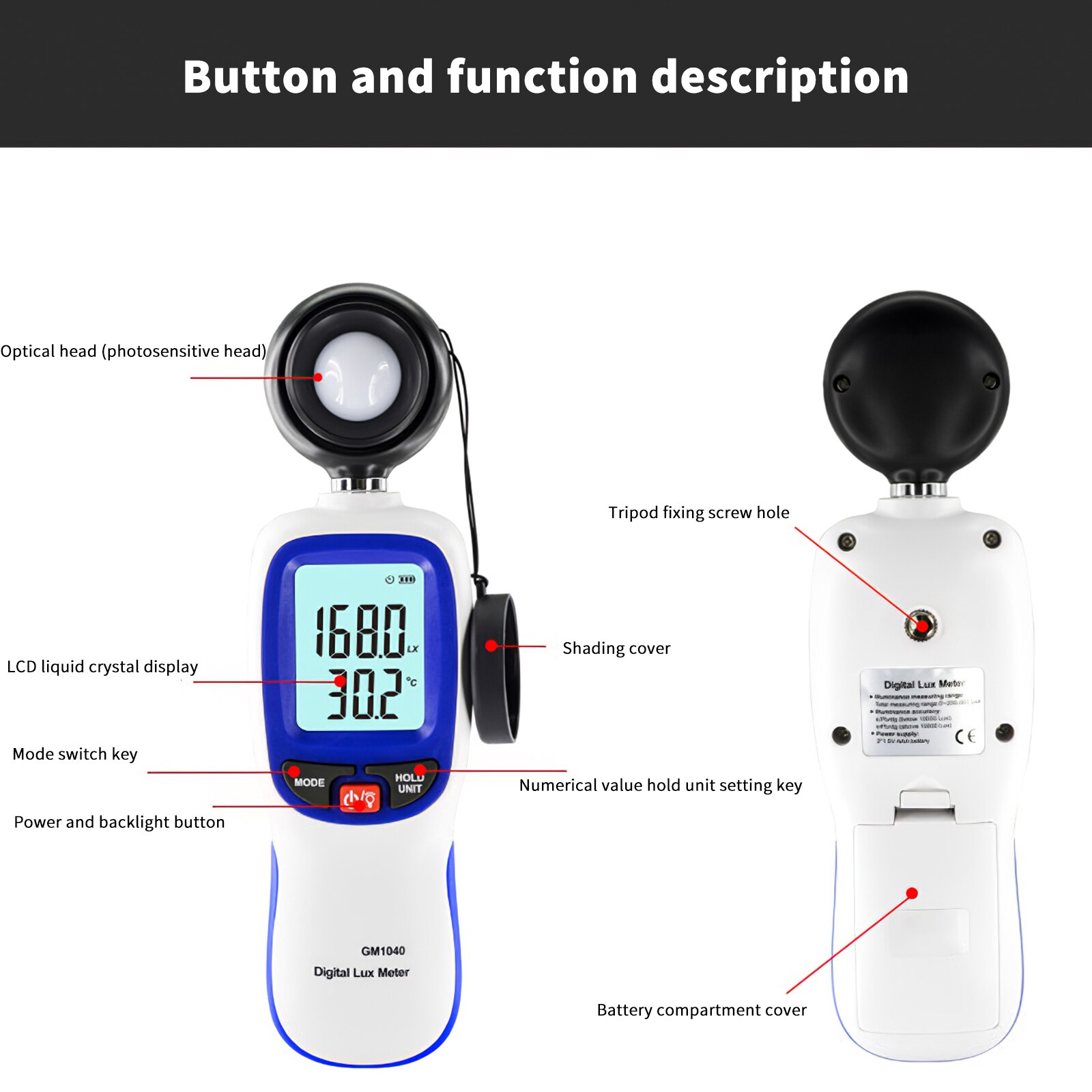 Digital Light Meter Bluetooth Modus High-Definition Display Spectrometer Lux Meter Luxometer Luminantie Verlichting Meter