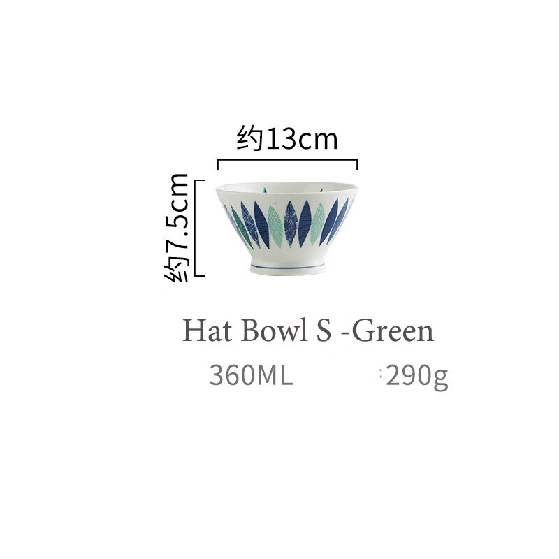 Japońska zastawa stołowa ceramiczna kreatywna ręcznie malowana miska na makaron naczynia ceramiczne płytkie talerze New Arrival miski: Hat Bowl S Green