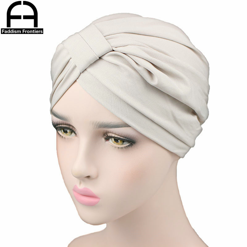Turbante elástico de LICRA para mujer, diadema, turbante musulmán, Bandanas para quimio, accesorios para el cabello: Gris claro
