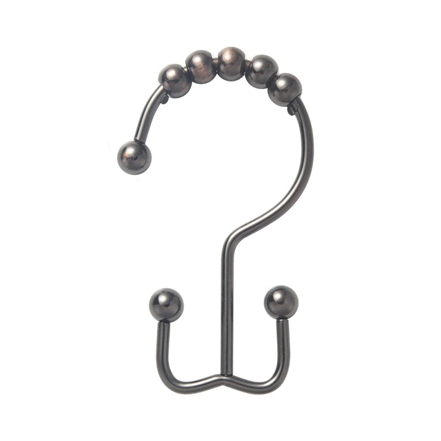4/6pcs Stainless Steel Bath Curtain Rollerball Hook Curtain Rings Hooks Curtain Ring Rack Anti-slip Roller Bathroom Accessories: 4pcs / Bronze