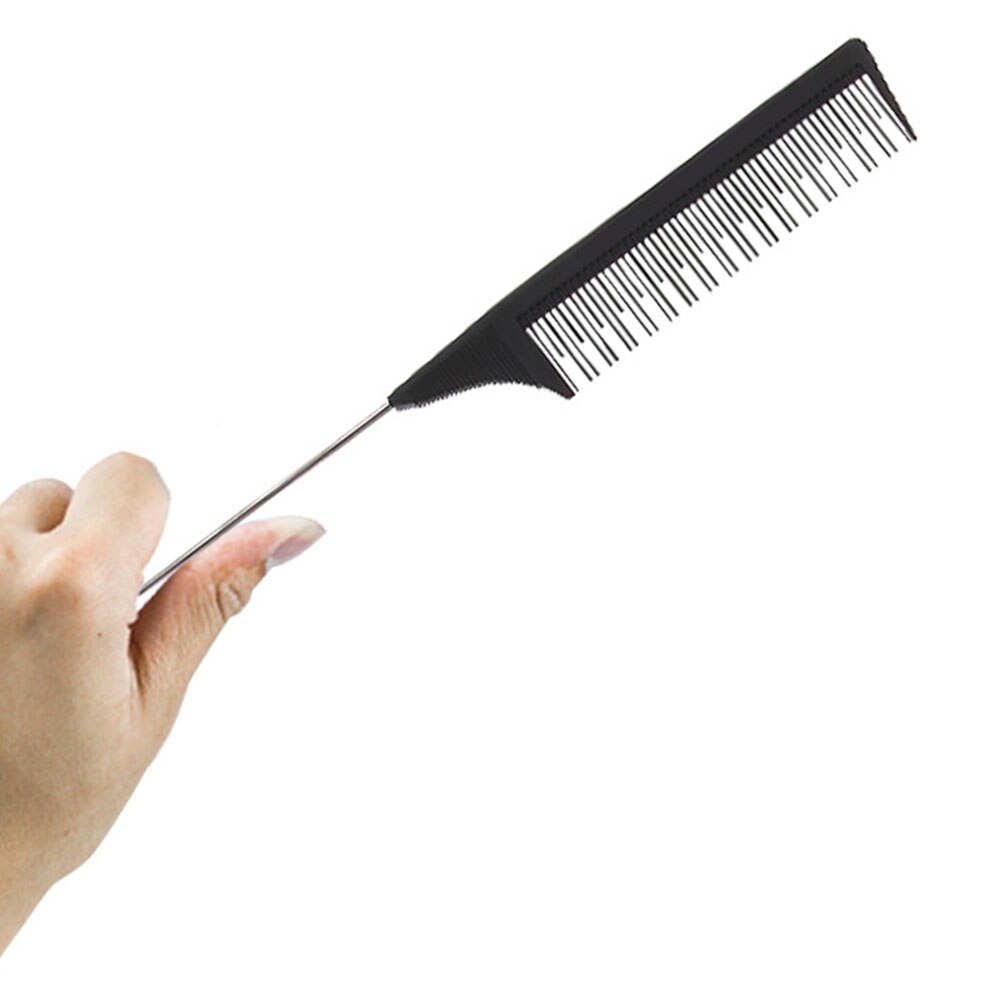 Peine de cola de ratón para cortar el pelo, herramienta de estilismo, para recoger el pelo, de diente fino, Pin de Metal, resaltador, peine cepillo de pelo espumoso, 1 Uds.