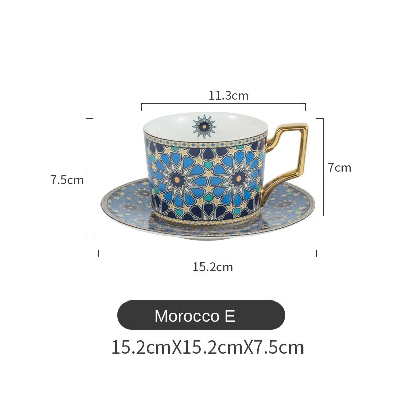 Tasse à café marocaine en céramique, petite tasse et soucoupe de luxe, Style européen, maison, thé, fleur: style 5