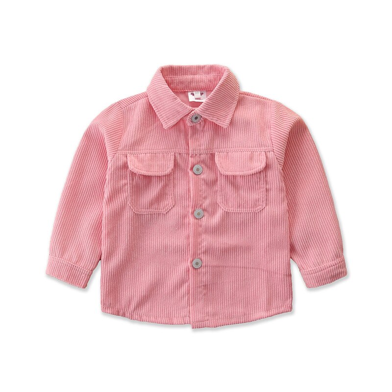 Corduroy Jackets Unisex Kids Baby Long Sleeve Stylish Pocket Lapel Solid Color Outfits Top 1 to 6 Years Children Spring Coats