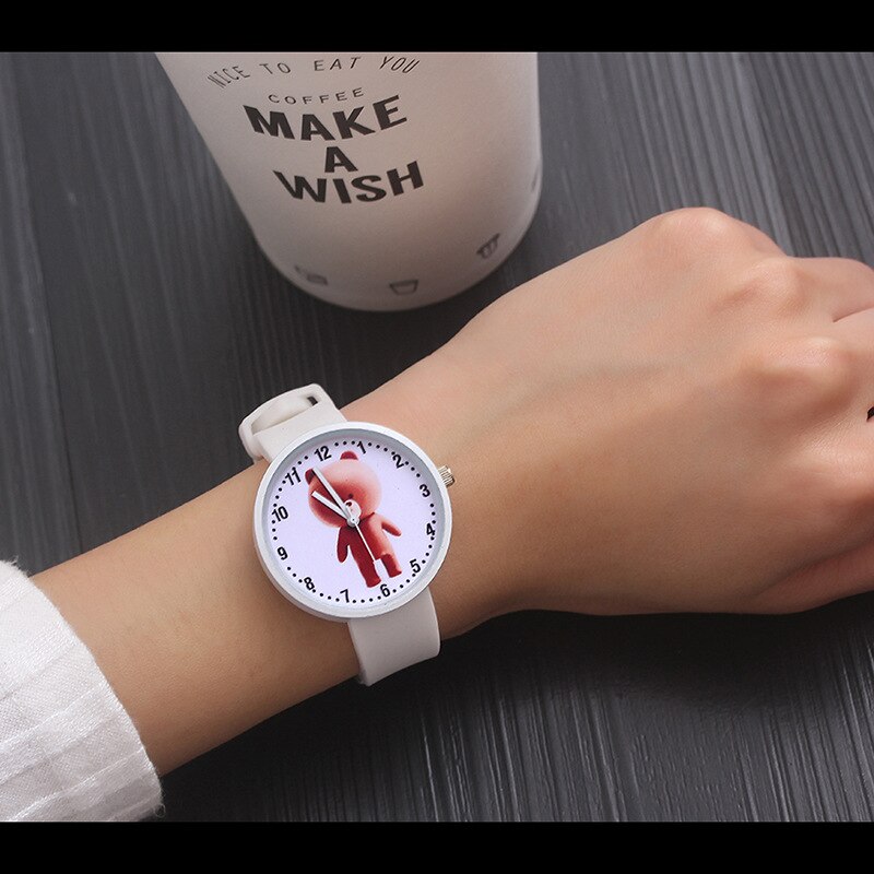 Voor schoolstudenten polshorloges voor jonge jongens en meisjes, kwartsklok waterdicht, kinderhorloge met coole beer, kinderhorloge cartoon  xx3075: 12