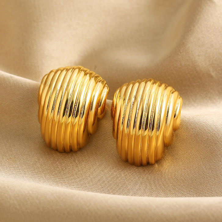 Pendientes geométricos con textura de acero inoxidable para mujer, aretes con nudo torcido chapado en oro de Metal liso, joyería Vintage llamativa