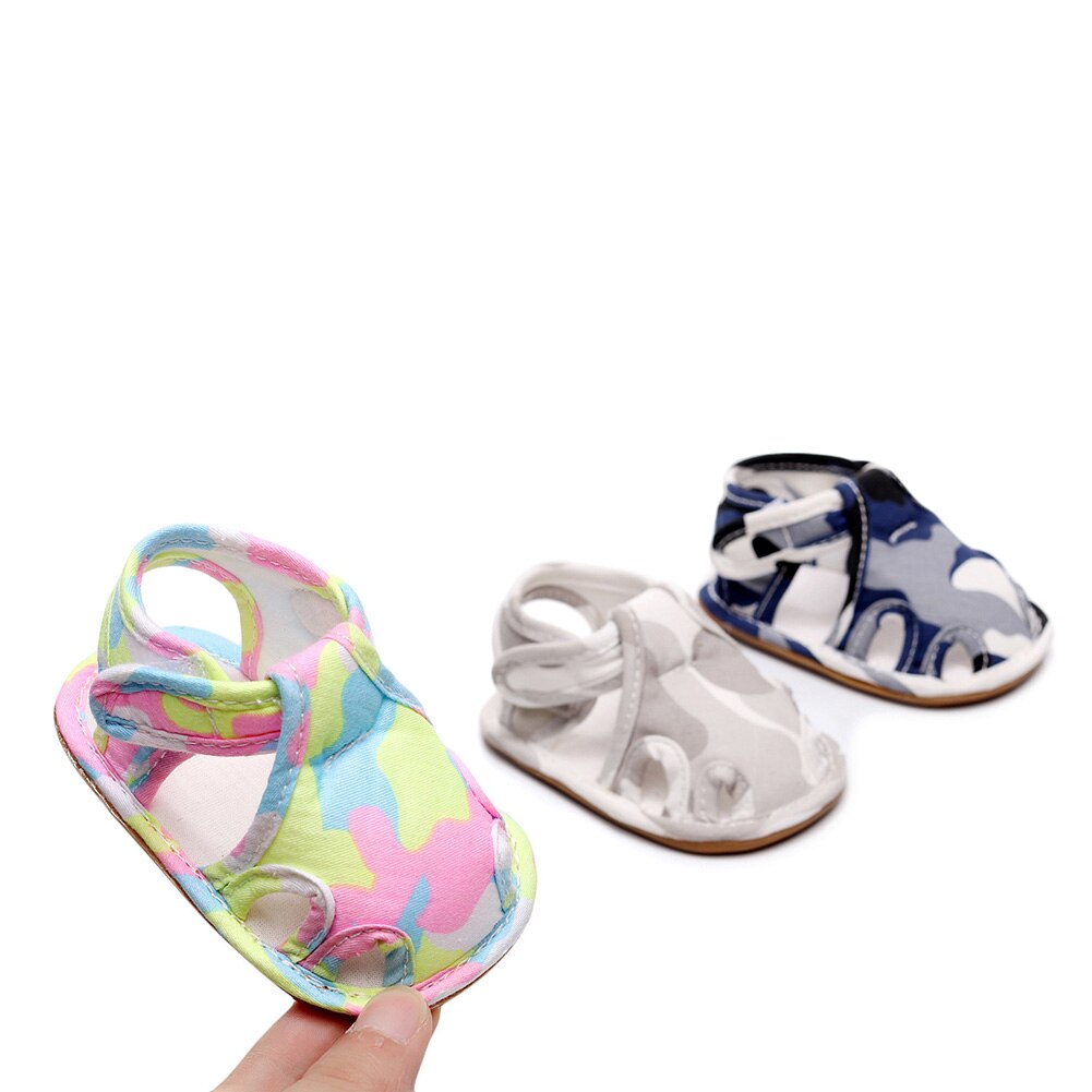 Unisex baby sommer sandaler anti-skrid gummisål camouflage prewalkers krybbe sko sneakers