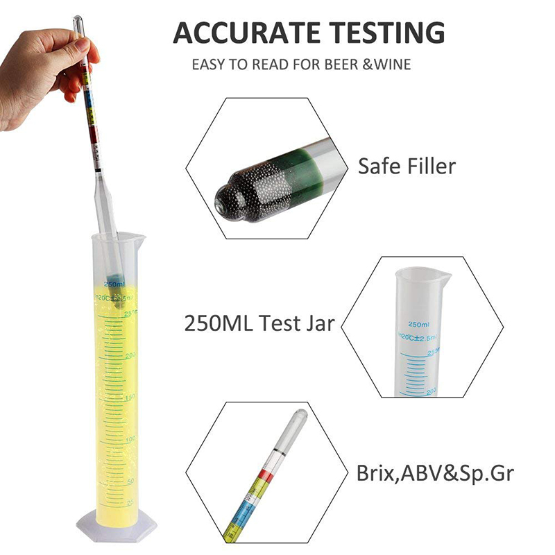 Potrójna skala hydrometr robić piwa/wina domowe warzelnictwo zrobienie 3 skala hydrometr + 250ml cylinder pomiarowy z podziałką