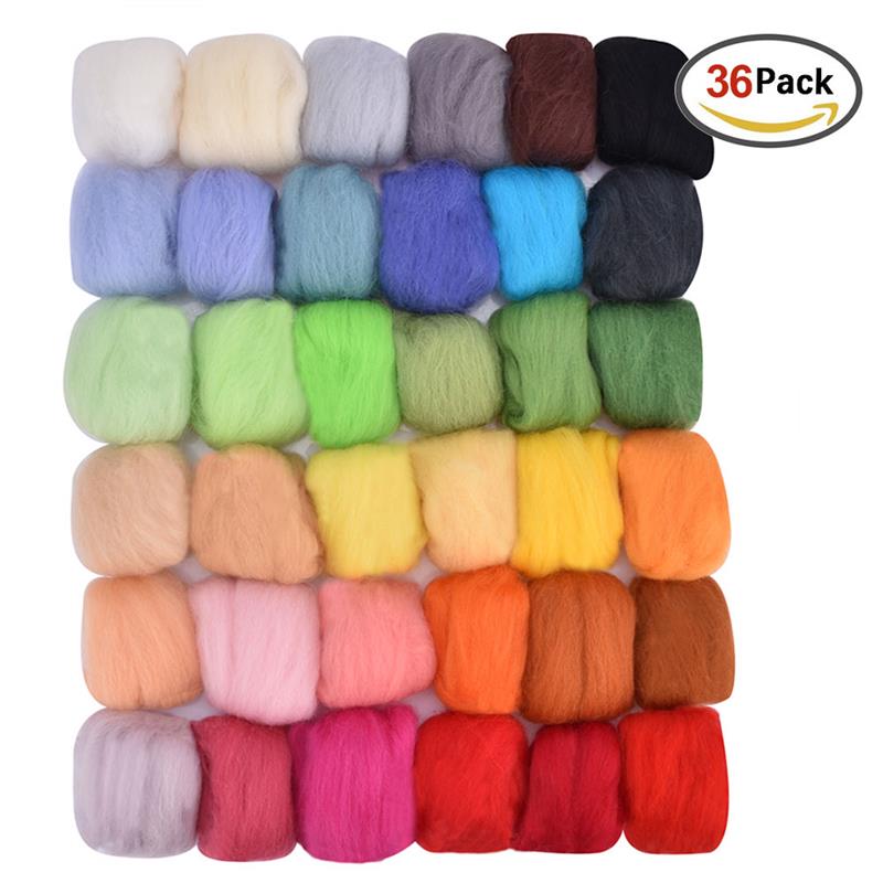 Kit de fieltro de lana para Kit de fieltro, 36/50 colores, herramientas artesanales, materiales de fieltro hechos a mano, conjunto de aguja artesanal para principiantes