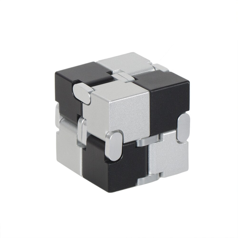 Cubo di infinito in metallo creativo cubo di sollievo dallo Stress infinito in lega di alluminio portatile per bambini regalo per giocattoli antistress per adulti: GB-Black Silver