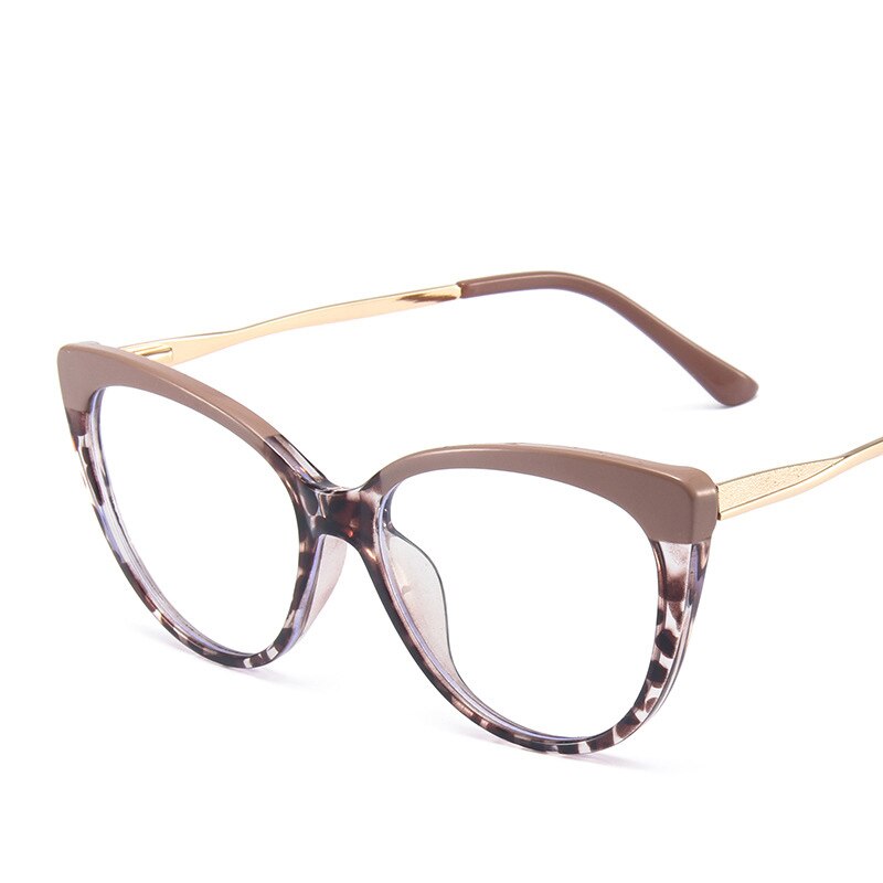 YOOSKE Anti Blue Light Glasses Women Retro Cat Eye Glasses TR90 Metal Spring Leg Optical Glass can be Equipped with Myopia Lens: tea leopard