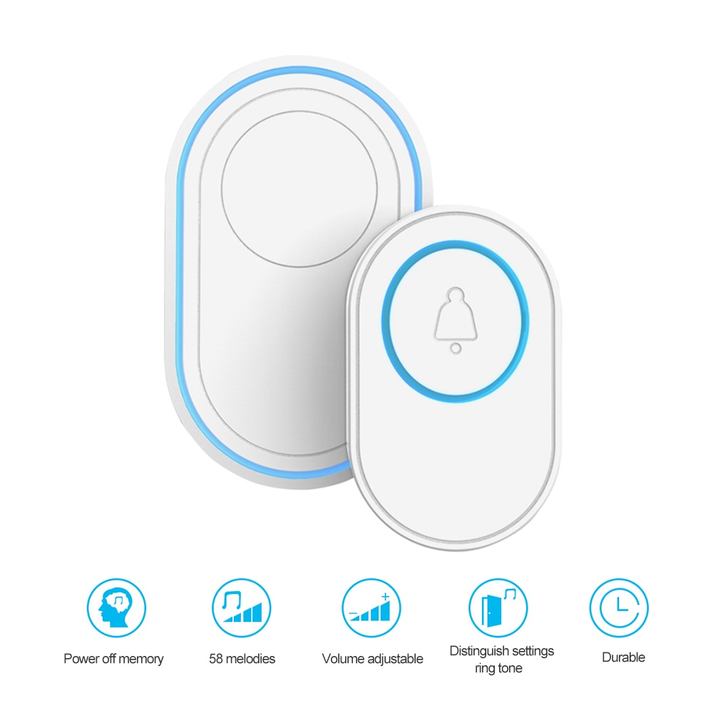 Wireless Doorbell Welcome bell Home Chime Door bell Alarm 32 Songs Smart Doorbell 433MHz doorbell ring Waterproof Button