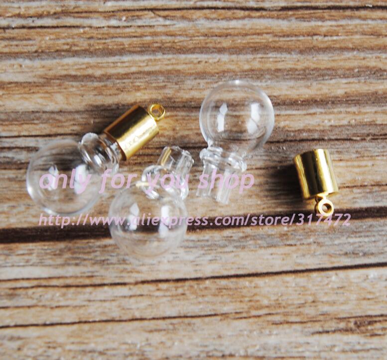 XCDIY 5set/lot 5mm inner diameter glass Vial Pendant gold metal cap DIY miniature glass vial pendant wish bottle: Antique Bronze Plated