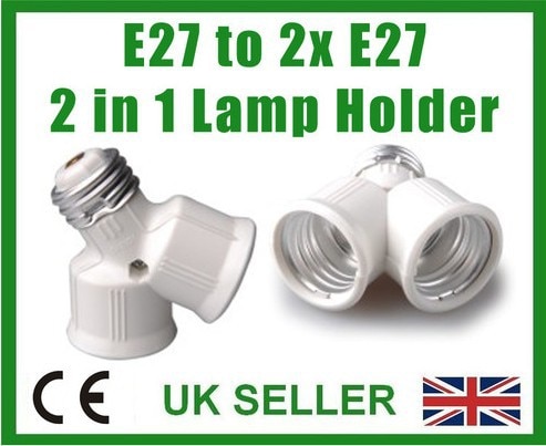 Lamp socket splitter E27 om twee E27; 2 in 1; schroef gloeilamp fitting adapter