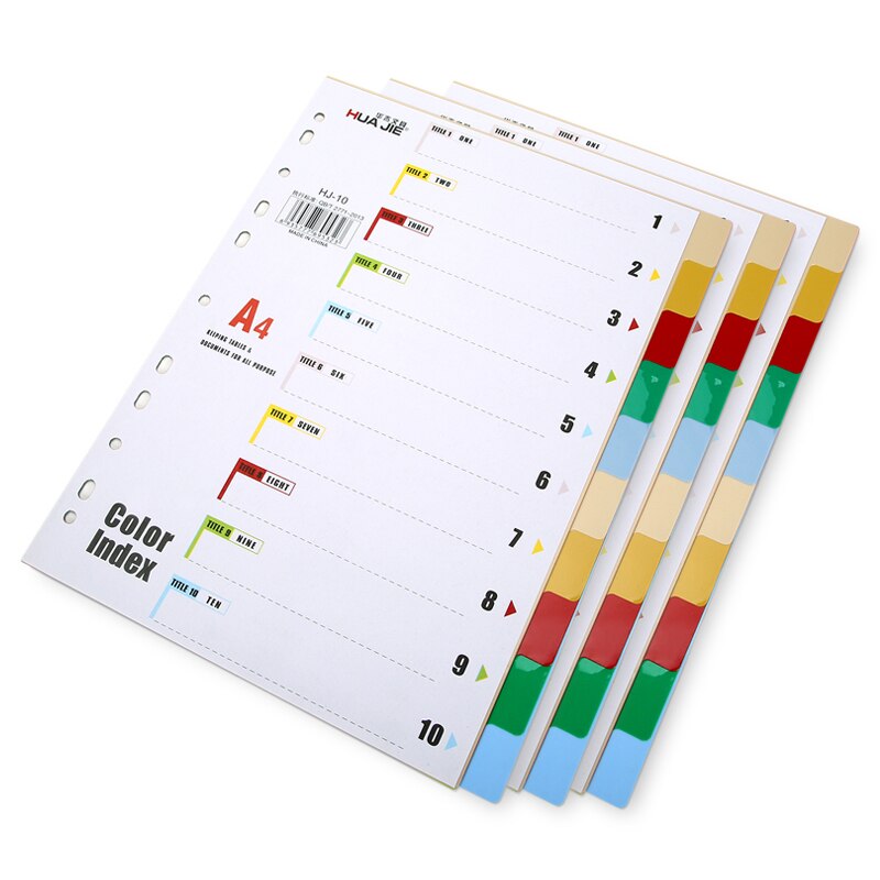 Farverigt løsbladet  a4 bindemiddel indeksdelere arkivmappe papirdelere planlægning notesbog bogmærke kontorbindende forsyninger hj -5