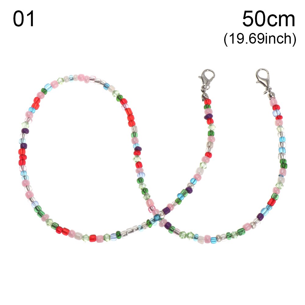 Telefoonkoorden met kralen van acryl, gezichtsmasker, anti-verliesketting, brillenkoord, nekkoordhouder, antislipaccessoires: 50 cm kleuren 1