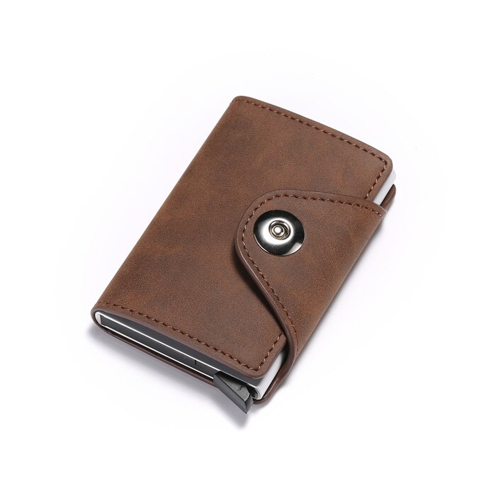 Rfid Anti-magnetic Credit Card Holder Men Security Wallet Aluminium Protection Male Business Cardholder Case Slim Purse: Coffee