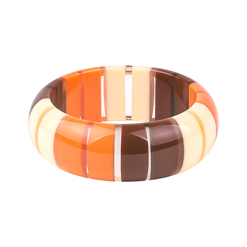 Guanlong Gradient Stripe Resin Round Bracelet Bangle 7 Color for Ladies High Street Jewelry: brown