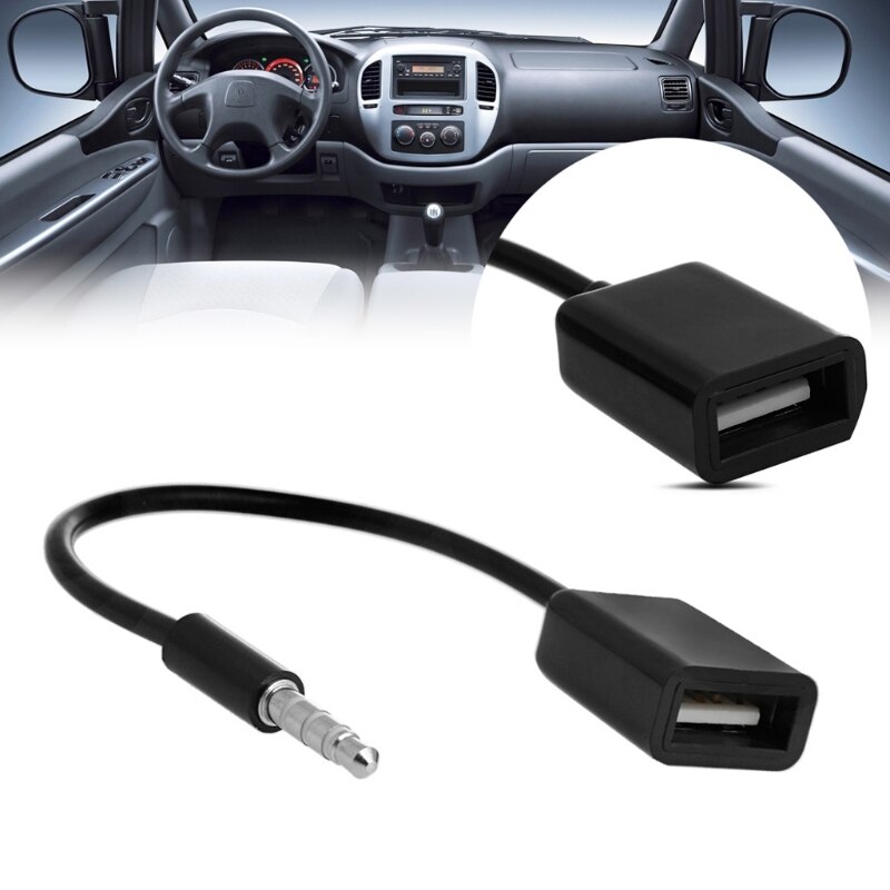 3.5Mm Male Aux Audio Plug Jack Naar Usb 2.0 Female Converter Cable Cord Fr Auto MP3