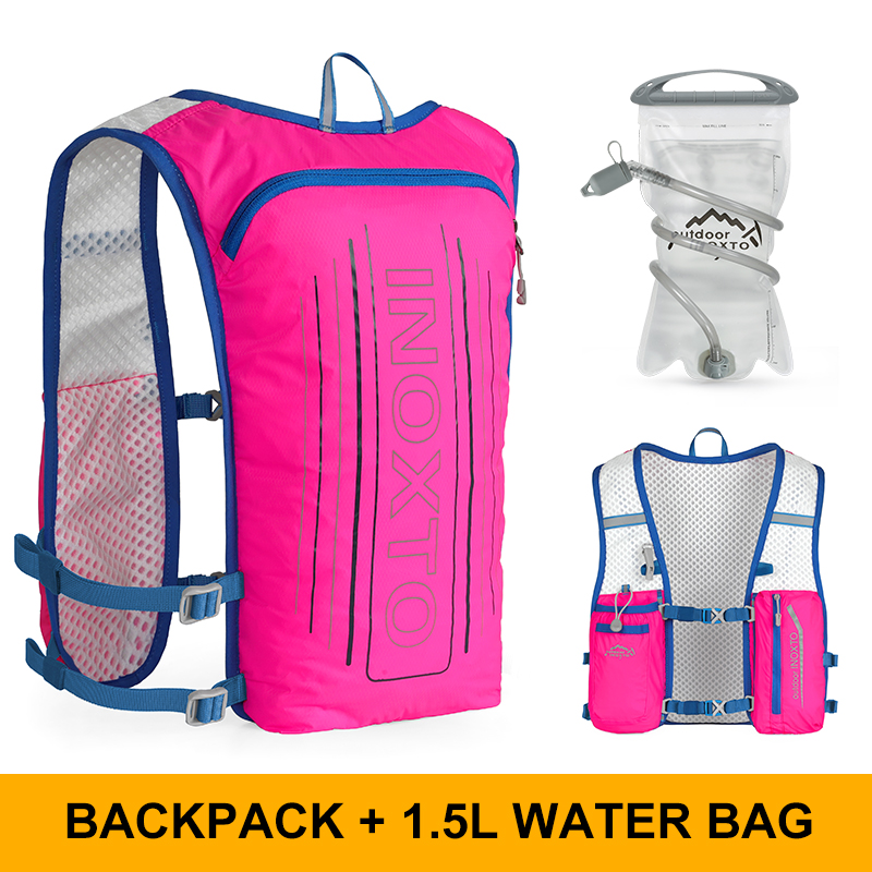 Reflektierende Weste für Damen und Herren, verstellbarer Brustgurt, Lauf-Trinkweste, leichter reflektierender Trinkrucksack, su: Rosa Farbe