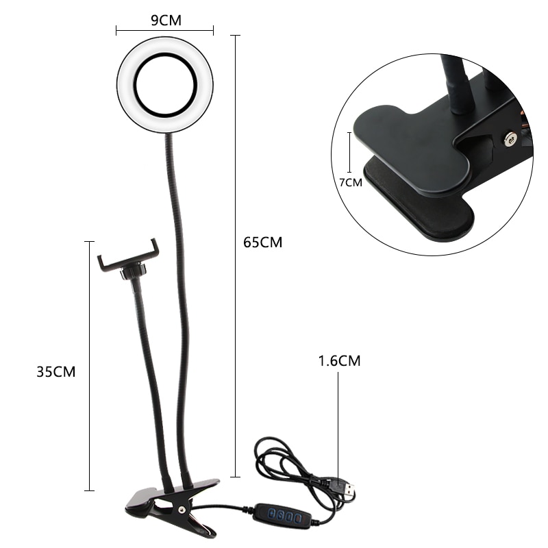 Nuovo portato video Selfie Anello di Luce 3 Modi portato Luce di Riempimento Lunghe Braccia desktop Selfie Luce con il Supporto Del Telefono per trucco Fotografia