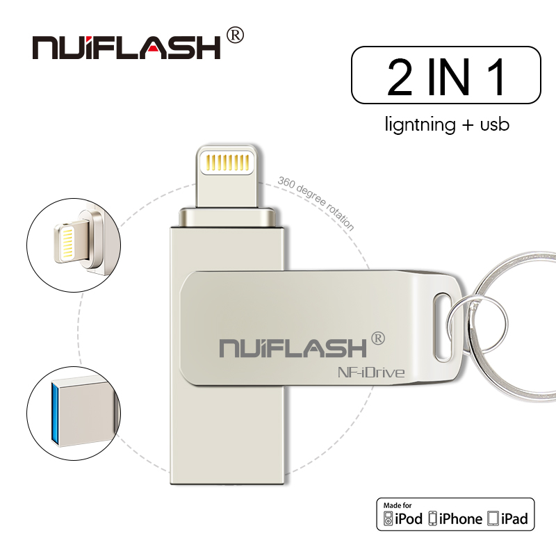 Metal USB Flash Drive 128gb Pen Drive 32gb 64gb Usb Flash Disk for iPhone X/8 Plus/8/7 Plus USB Memory Stick
