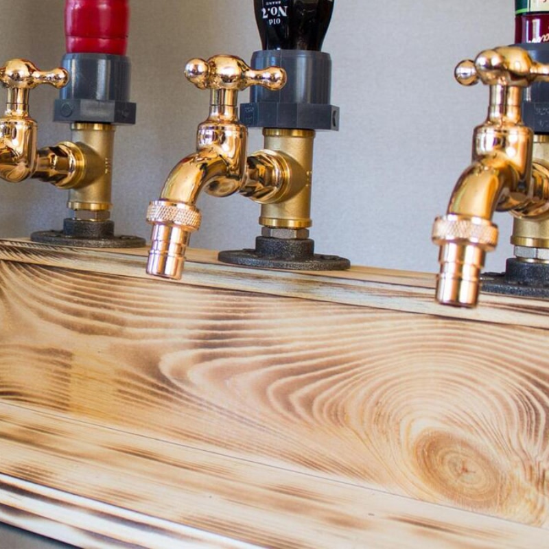 Schnaps Alkohol Whiskey Holz Spender1/2/3 Flasche Schnaps Spender Professionelle Alkohol Spender Bahnhof Wasserhahn bilden