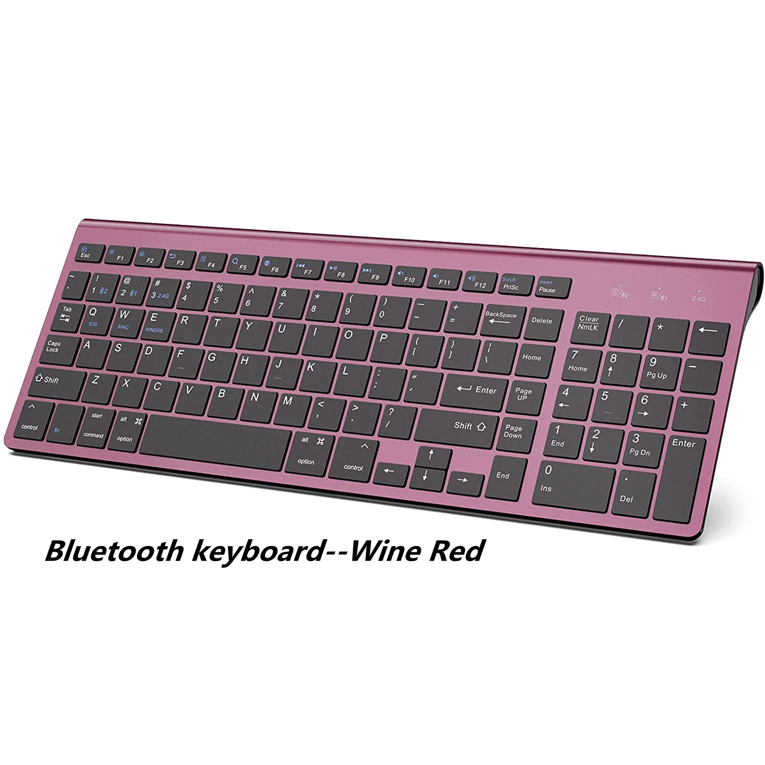 Bluetooth Keyboard-Compatible With Windows And MacOS Wireless Bluetooth Keyboard (Standard QWERTY Keyboard)-Silver-Blue-Pink.: PURPLE
