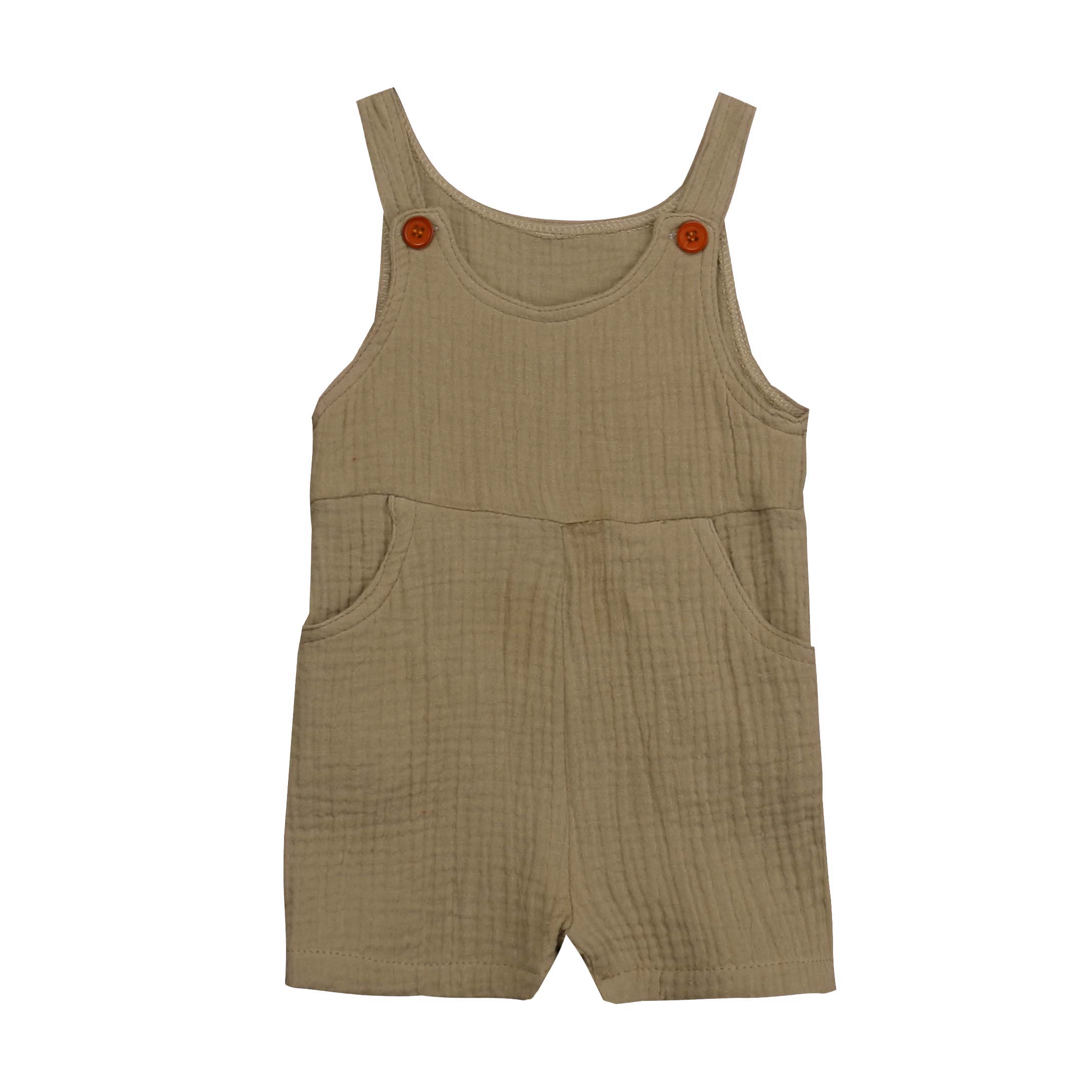 0-3T Baby Peuter Baby Boy Meisje Kleding Katoen Linnen Romper Jumpsuit Zomer Mouwloze Overalls Playsuit Ouftit: Grijs / 12m