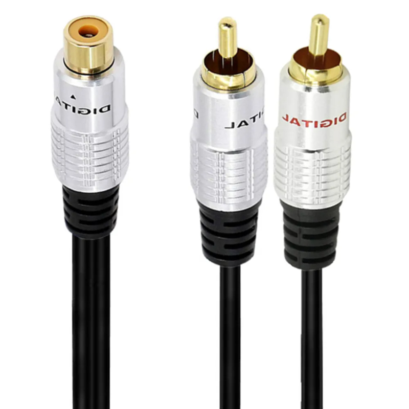 Adaptador Rca Y 1 Rca hembra a 2 Rca macho, Cable divisor para amplificador de Audio, Subwoofer Rca hembra a 2 macho: Blanco
