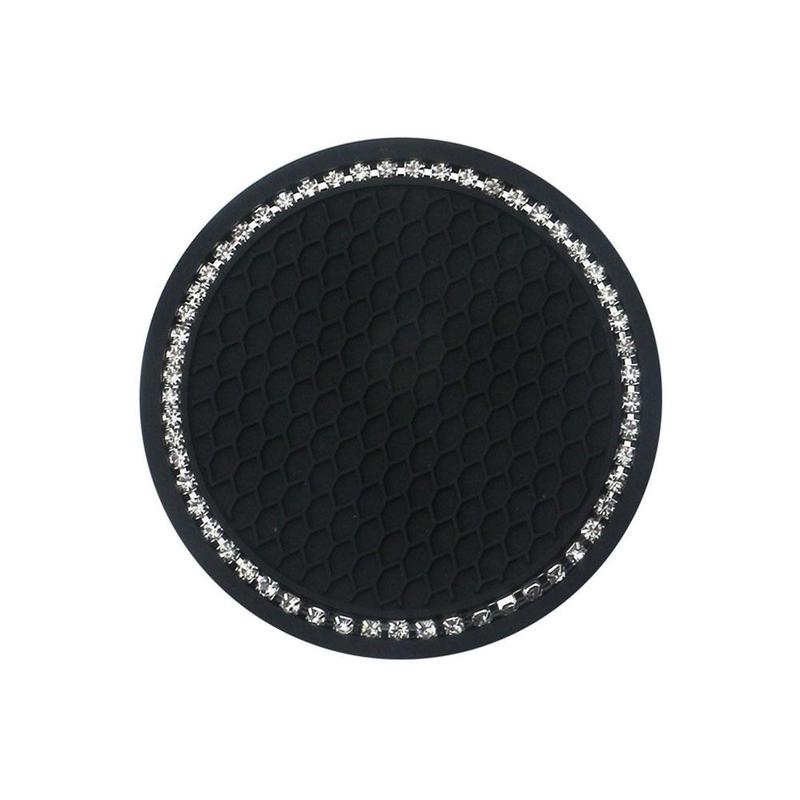 4 Sottobicchieri Auto Universali In Silicone Con Strass, Antiscivolo, 7 Cm, Rosso, Accessori Interni Bling