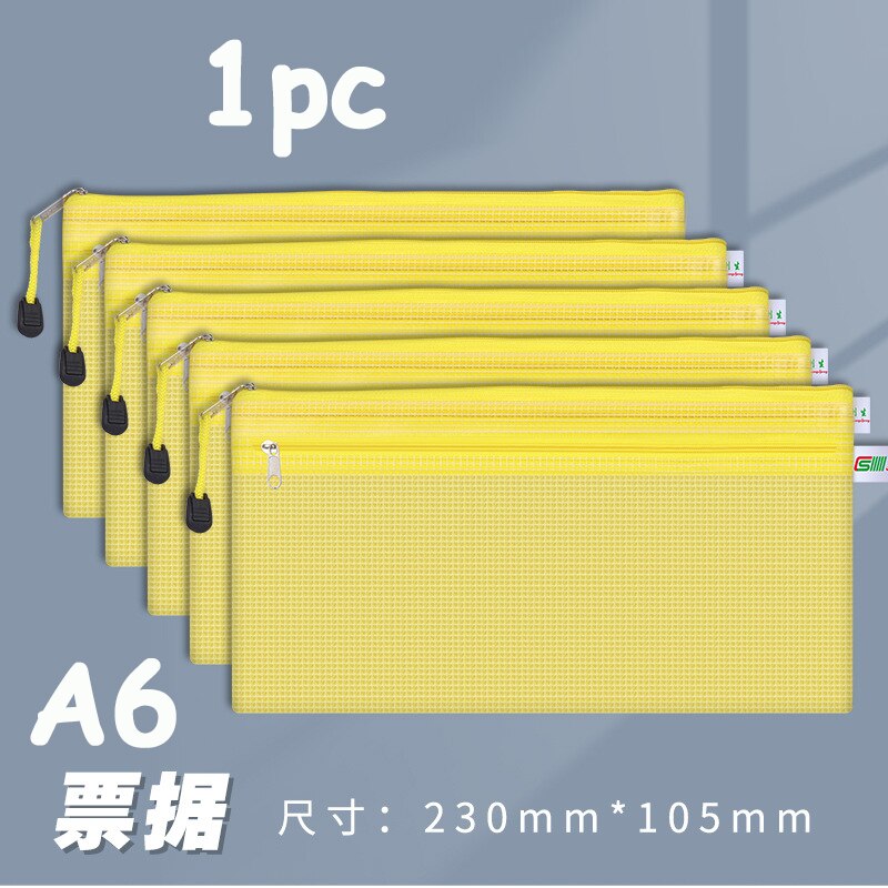 Double Zipper Plastic Folder File Envelope A4 A5 A6 B5 Poly Stationery Storage Waterproof PVC Organizer Bag: A6 Yellow